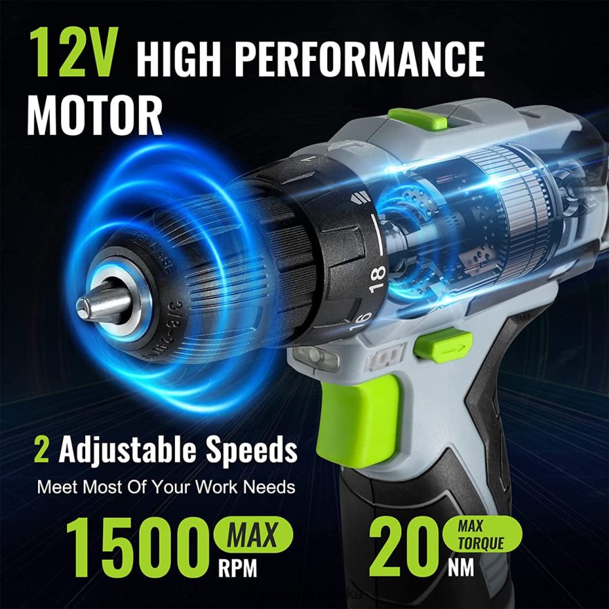 61 komad bežične bušilice od 12 V i pribor za kućni alat, uključena torba za pohranu od 14 inča 404RPX174 siva WORKPRO alat