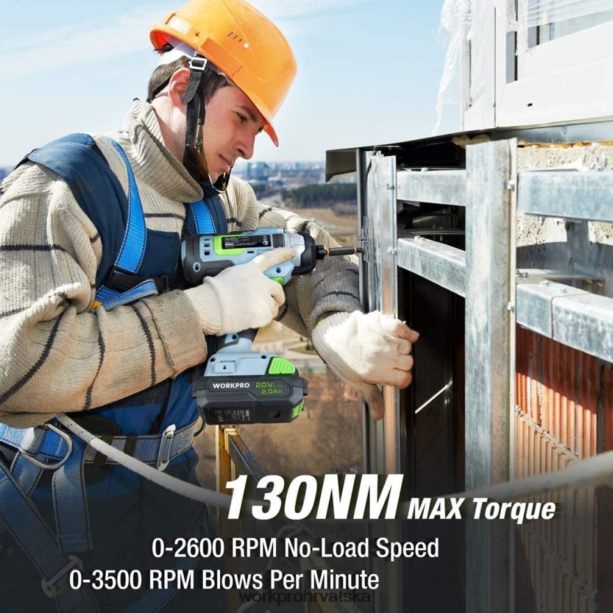 Kombinirani komplet bežične bušilice od 20 V, bušilice i udarne bušilice s 2 baterije od 2,0 ah i brzim punjačem od 1 sata 404RPX169 koristan WORKPRO alat
