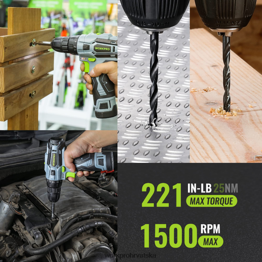 Prijenosni set alata od 108 dijelova s ​​električnom bušilicom 404RPX173 roza/siva WORKPRO alat