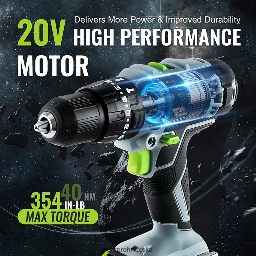 Set akumulatorskih bušilica od max. 20v, električna udarna bušilica sa priborom od 102 komada, 2 x 2,0ah Li-ion baterije s brzim punjačem 404RPX170 koristan WORKPRO alat