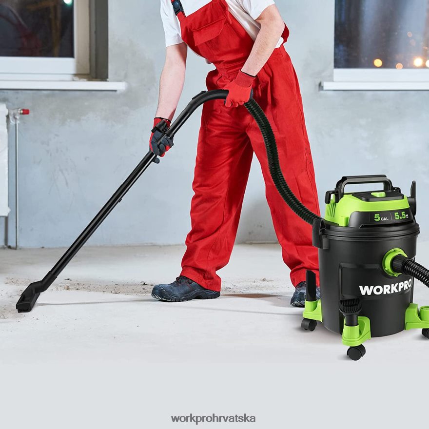 Radnički usisivač od 5 galona, ​​radnički usisavač od 5,5 maksimalnih konjskih snaga s hepa filtrom, crijevom i dodacima 404RPX214 morden WORKPRO alat