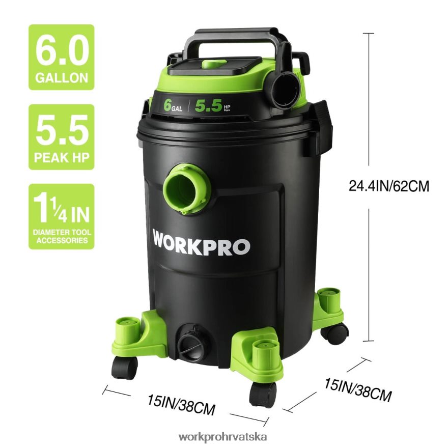 Trgovački usisavač od 6 galona 5,5 konjskih snaga maksimalne snage Trgovački usisavač s hepa filter crijevom i dodacima 404RPX215 koristan WORKPRO alat
