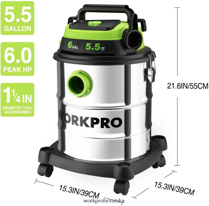 Usisivač za mokro/suho prodavaonicu od 6 galona s hepa filtrom, crijevom i dodacima za kućno/radilište sakupljanje prašine 404RPX213 morden WORKPRO alat