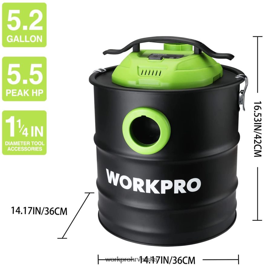 Usisivač za pepeo od 5,2 galona, ​​usisivač za pepeo od 5,5 konjskih snaga s najvećom snagom s hepa filtrom 404RPX212 koristan WORKPRO alat