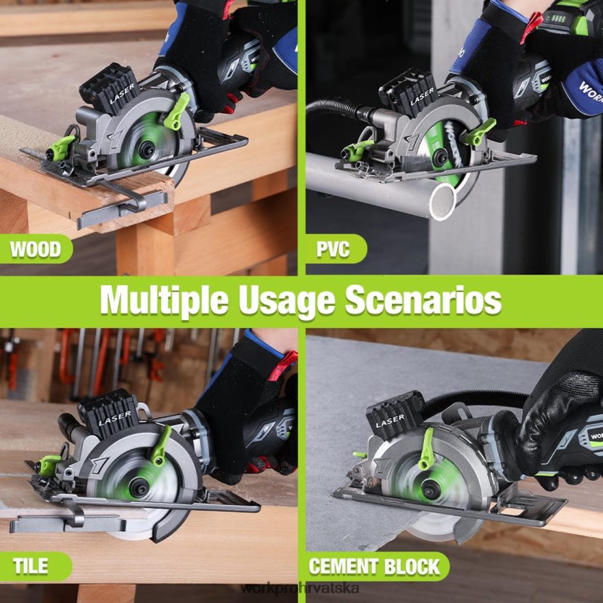 kompaktna bežična mini kružna pila, baterija 20v 4.0ah, brzi punjač, ​​3 lista pile, 4500rpm 404RPX186 koristan WORKPRO alat