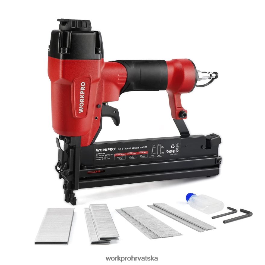 pneumatski 2 u 1 brad zabijač s 400 komada čavala/ 300 komada spajalica 404RPX181 morden WORKPRO alat