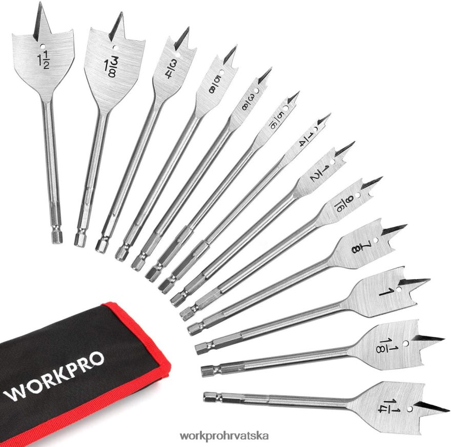 Set lopatastih svrdla od 13 komada u saeu s najlonskom vrećicom za pohranu 404RPX211 koristan WORKPRO alat
