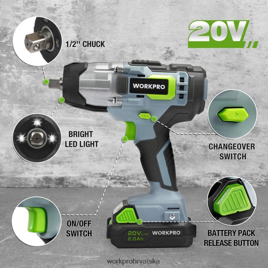 20v bežični udarni ključ s brzim punjačem za remen za jednostavno nošenje 404RPX187 morden WORKPRO alat