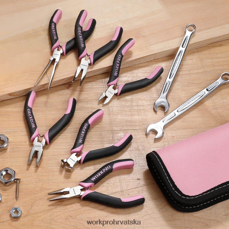 Set mini kliješta od 6 komada s torbicom 404RPX65 ružičasta WORKPRO alat