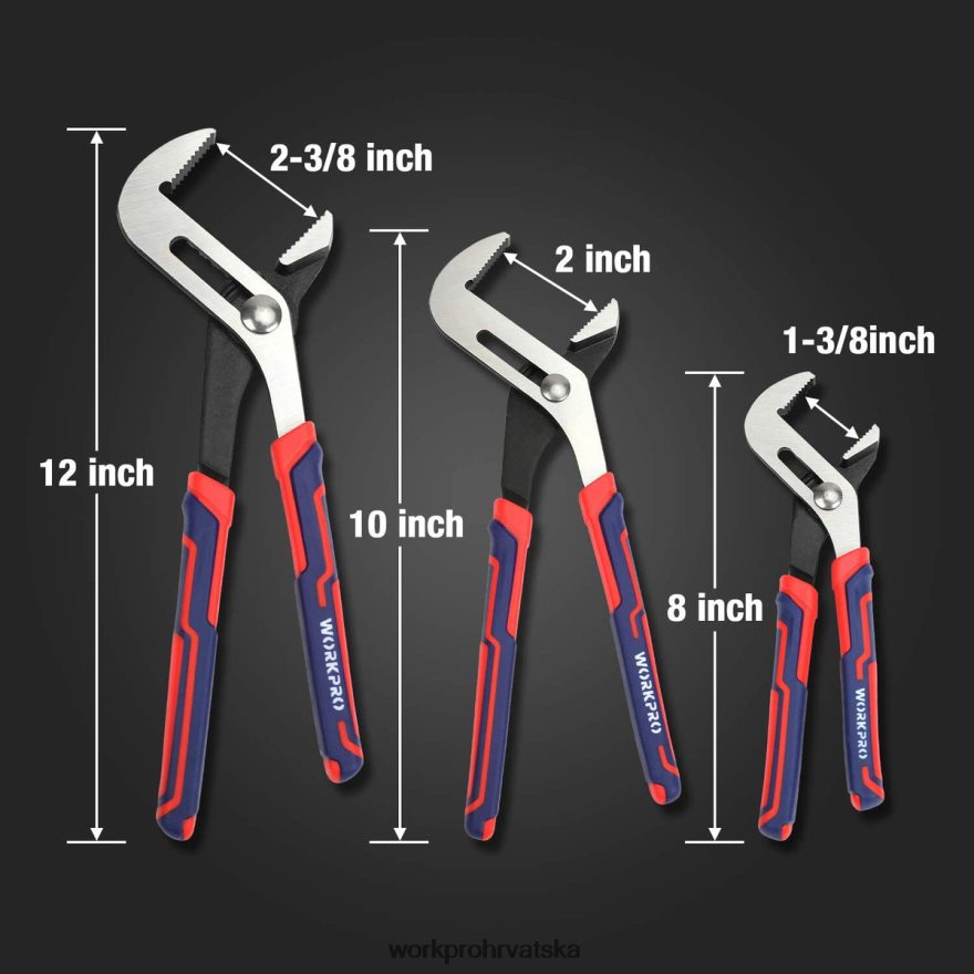 Set od 3 komada podesivih višenamjenskih kliješta za spajanje utora 404RPX68 novi WORKPRO alat