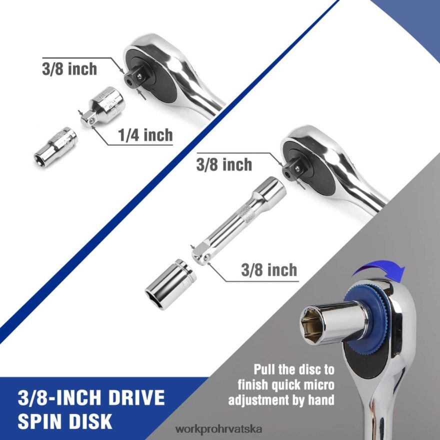 Set nasadnih ključeva od 39 komada, set malih nasadnih ključeva od 1/4 inča i 3/8 inča 404RPX140 novi WORKPRO alat