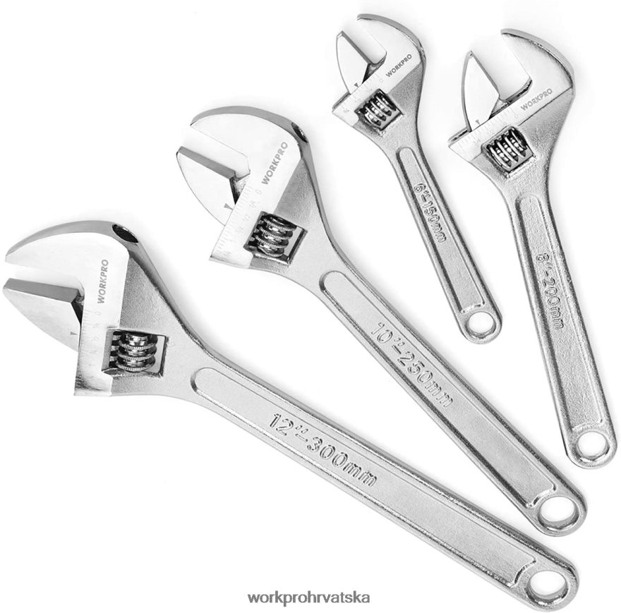 Set od 4 komada podesivih ključeva kovanih toplinski obrađenih kromiranih 404RPX84 koristan WORKPRO alat