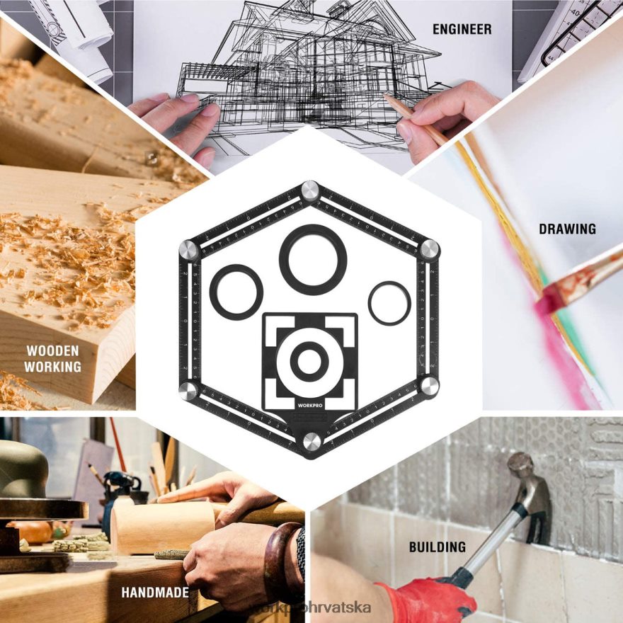 kombinirani komplet mjerača konture i 6-stranog alata za mjerenje kuta 404RPX107 novi WORKPRO alat