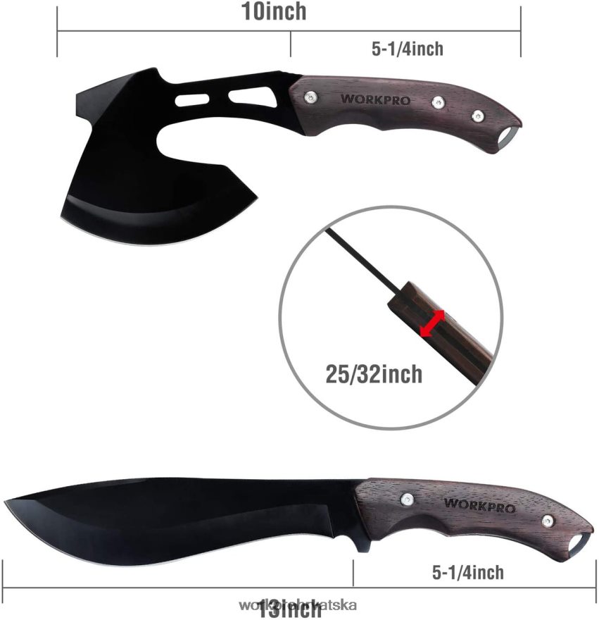 kombinirani set sjekire s punom drvenom drškom i fiksnom oštricom s najlonskim omotom 404RPX48 koristan WORKPRO alat