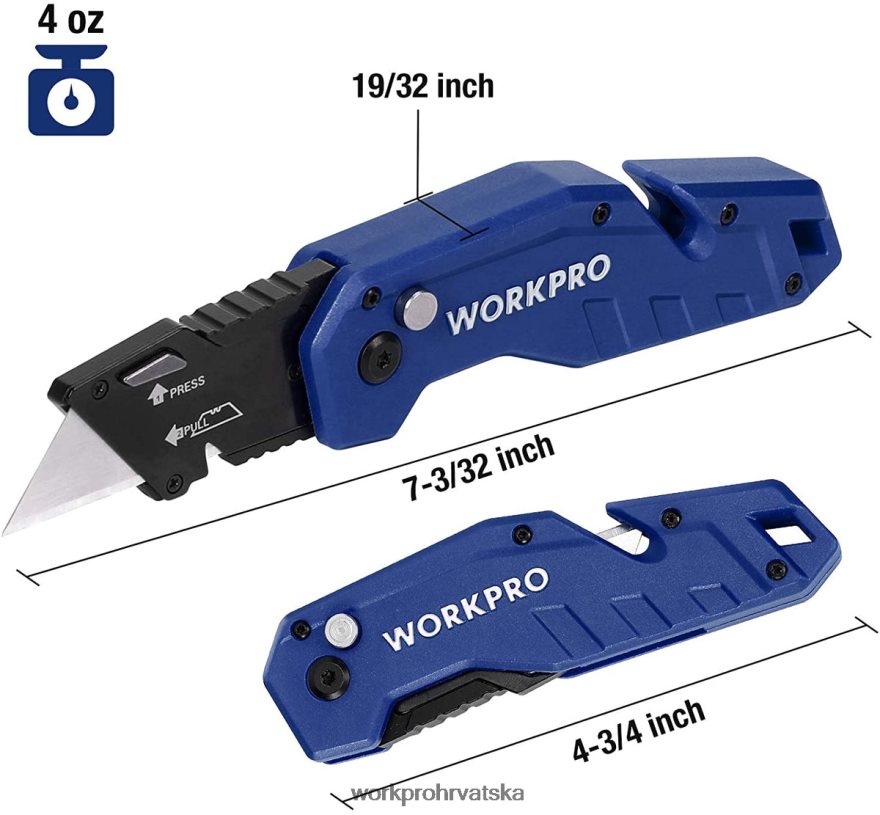 sklopivi pomoćni nož lagana najlonska ručka pomoćni rezač s dodatnim oštricama od 10 komada 404RPX38 crveno/plavo/crno WORKPRO alat