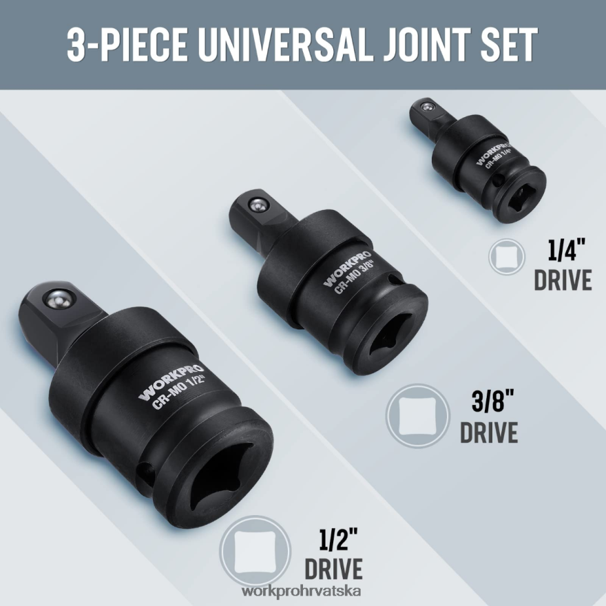 3-dijelni udarni univerzalni zglobni set 404RPX148 koristan WORKPRO alat