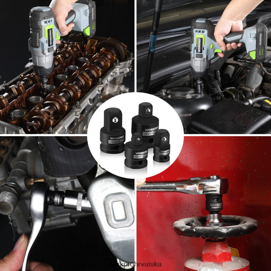 4-dijelni set adaptera i reduktora za udarnu izvijač, komplet za preinaku ključa 404RPX94 koristan WORKPRO alat