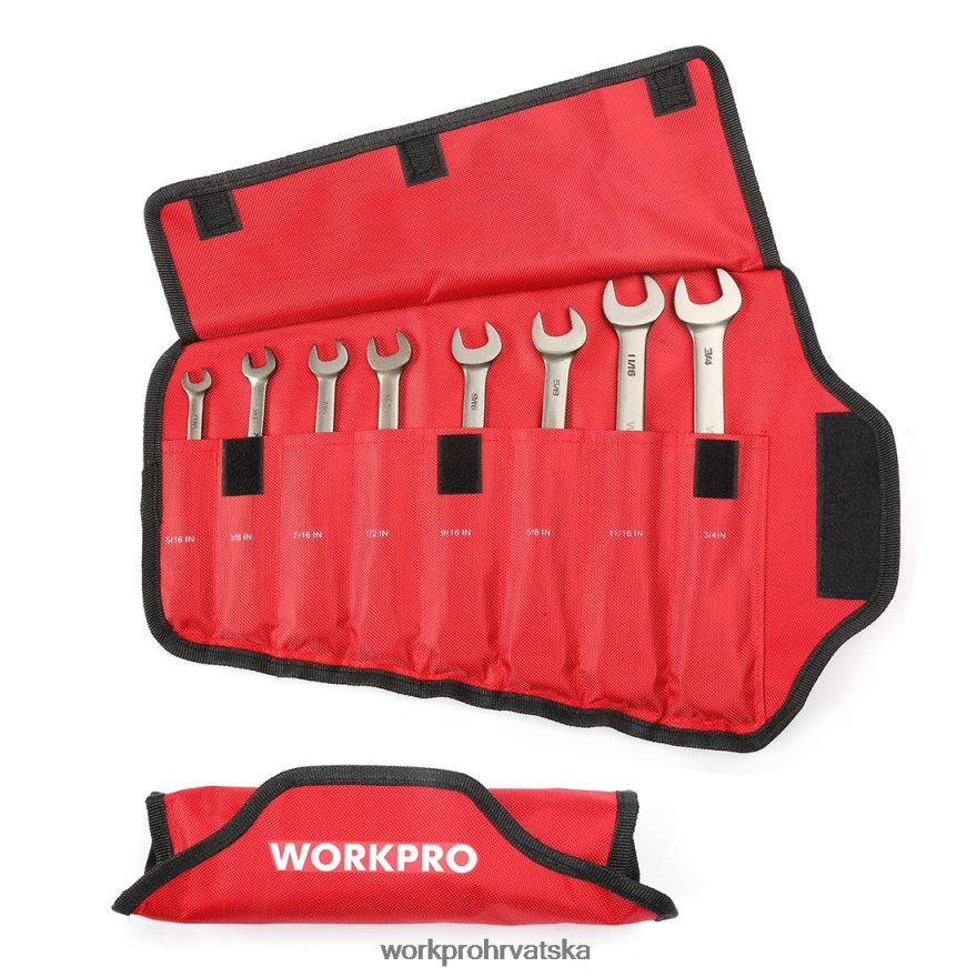 Set kombiniranih viljuškasto-okastih ključeva s fleksibilnom glavom i čegrtaljkom od 8 komada s torbom za organizator 404RPX86 koristan WORKPRO alat