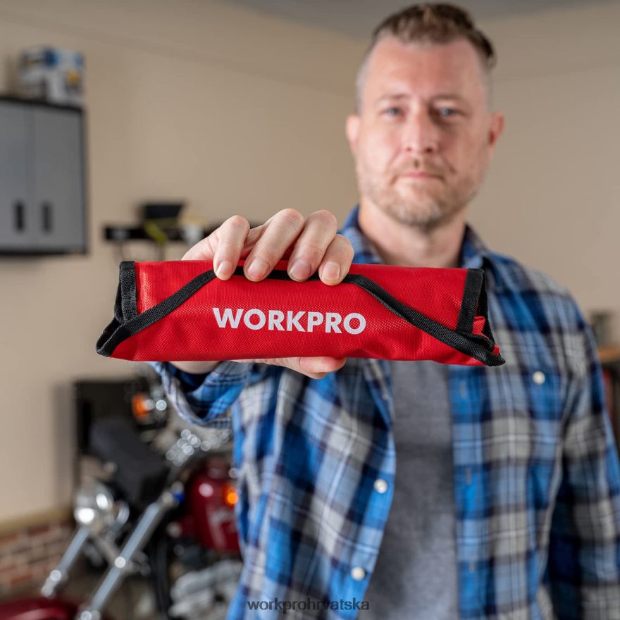 Set kombiniranih viljuškasto-okastih ključeva s fleksibilnom glavom i čegrtaljkom od 8 komada s torbom za organizator 404RPX86 koristan WORKPRO alat