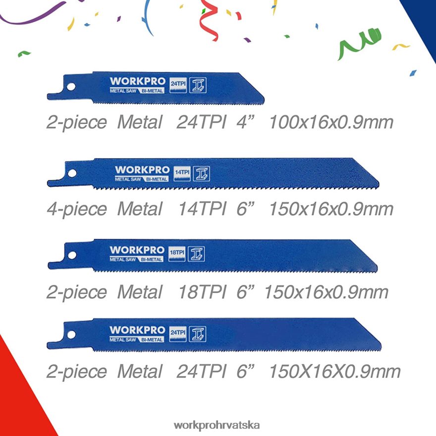 Set listova klipne pile od 32 komada s torbicom za organiziranje 404RPX138 koristan WORKPRO alat