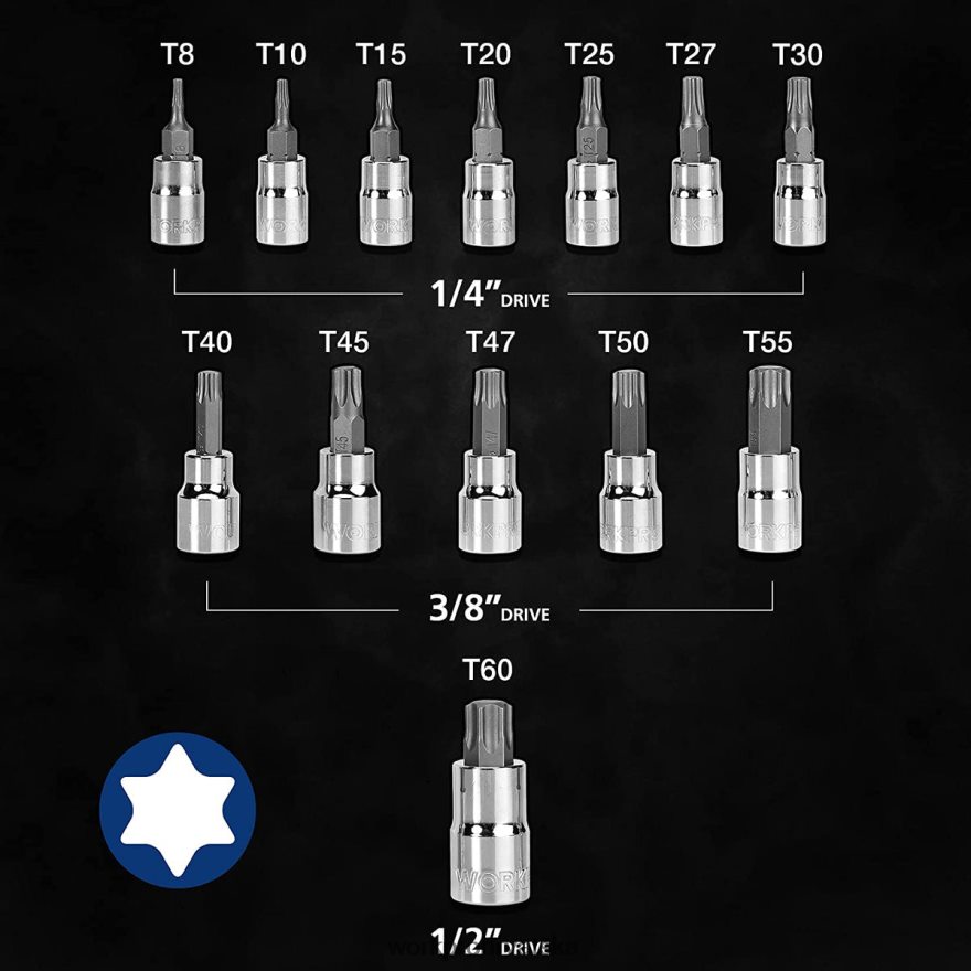 Torx set nasadnih bitova od 13 komada (samo za ručnu upotrebu) 404RPX127 morden WORKPRO alat