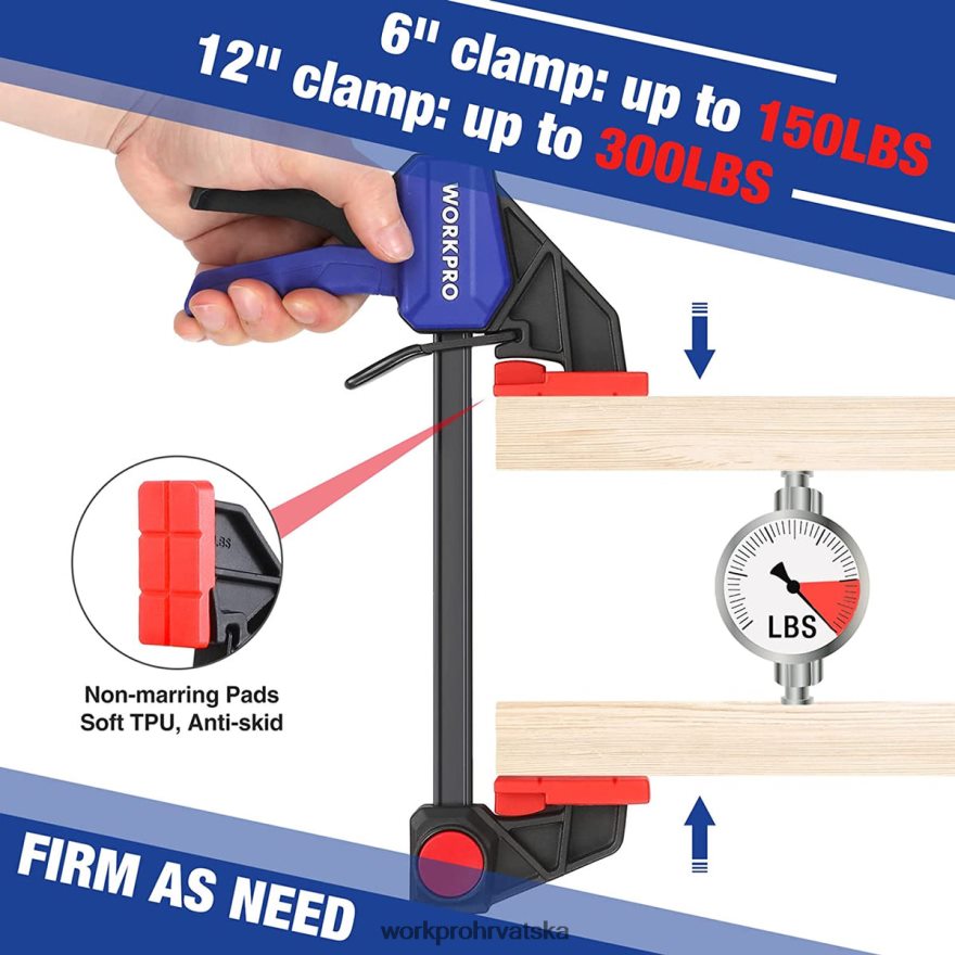stezaljke za šipke za obradu drva, 150/300 lbs cap 404RPX121 novi WORKPRO alat