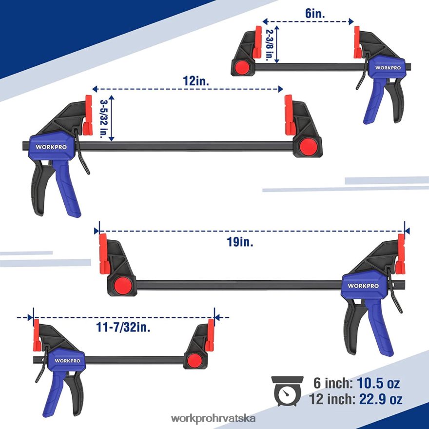 stezaljke za šipke za obradu drva, 150/300 lbs cap 404RPX121 novi WORKPRO alat