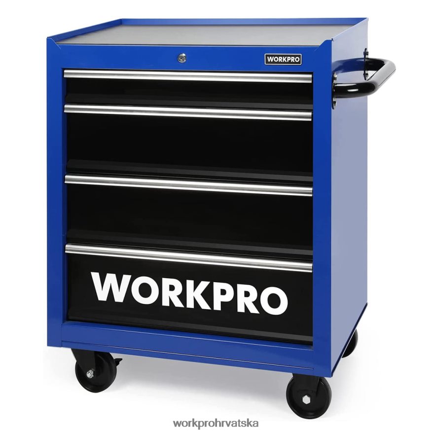 Komoda za alat s 4 ladice, ormar za pohranu alata od valjanog metala od 26 inča s kotačićima, sustav zaključavanja, obloga ladice, nosivost 450 lbs 404RPX17 morden WORKPRO skladištenje