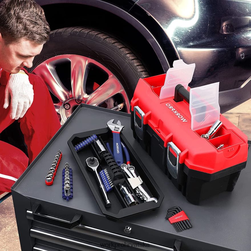 kutija za alat prijenosna s uklonjivom ladicom kutija za alate za teške uvjete rada s 2 metalna zasuna 404RPX33 koristan WORKPRO skladištenje