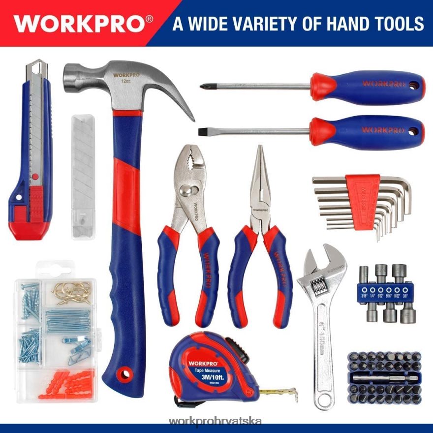 12v akumulatorska bušilica i komplet kućnog alata, kombinirani komplet od 177 komada s torbom za alat 404RPX171 koristan WORKPRO alat