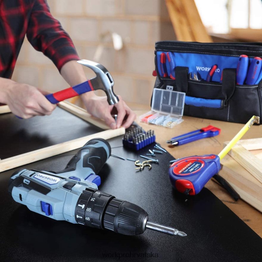 12v akumulatorska bušilica i komplet kućnog alata, kombinirani komplet od 177 komada s torbom za alat 404RPX171 koristan WORKPRO alat