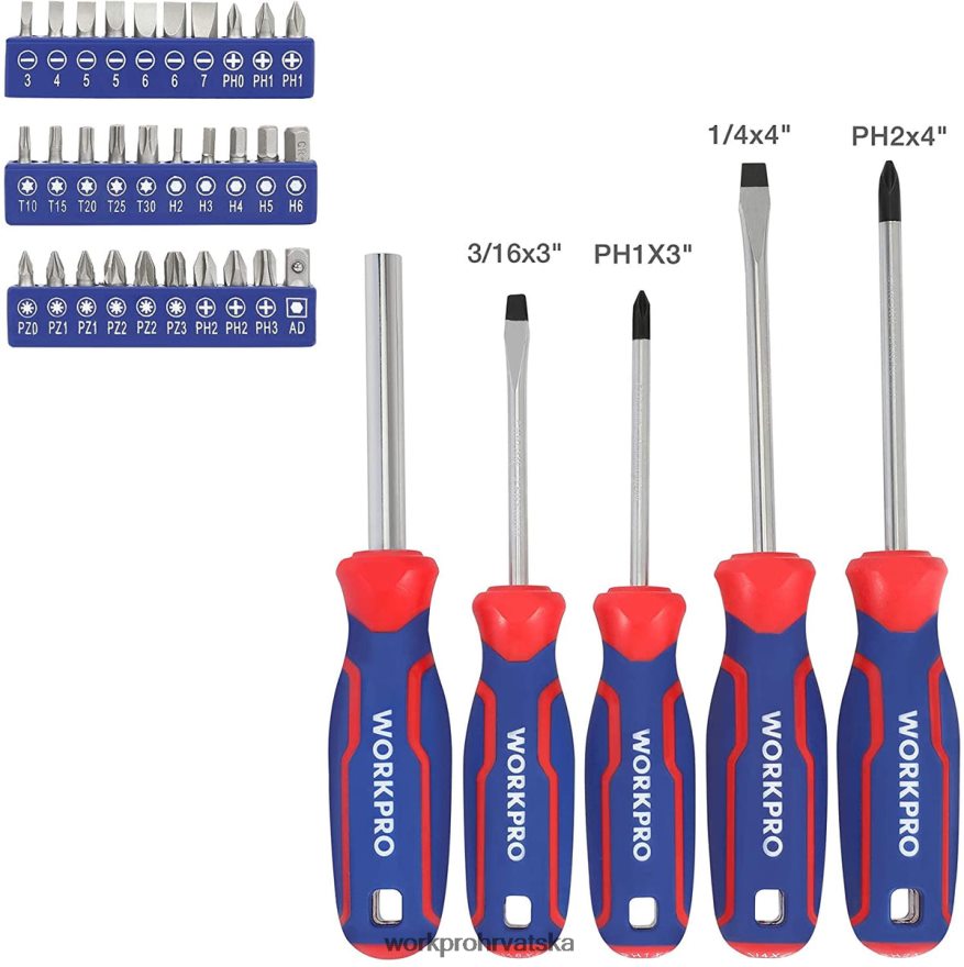 Mehanički set alata od 87 komada, komplet ručnog alata s kutijom za alat za pohranu 404RPX305 morden WORKPRO alat