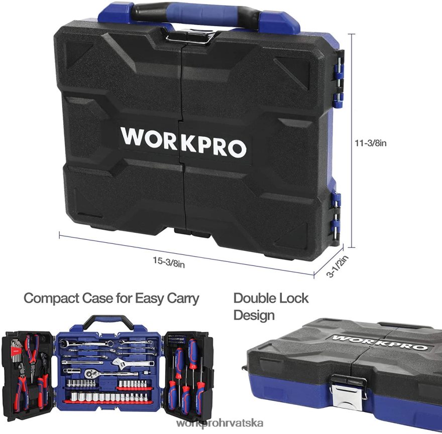 Mehanički set alata od 87 komada, komplet ručnog alata s kutijom za alat za pohranu 404RPX305 morden WORKPRO alat