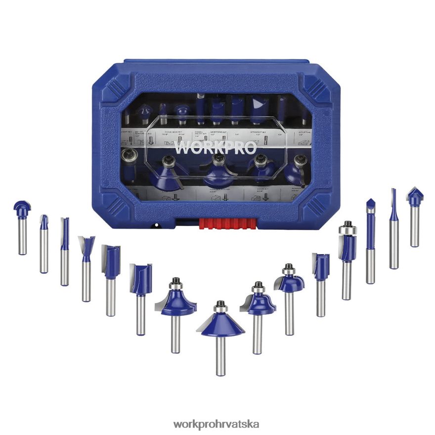 Set glodala od 15 komada, glodala od volfram karbida od 1/4 inča 404RPX130 morden WORKPRO alat