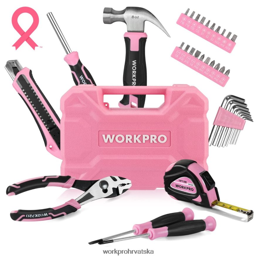 Set kućanskih alata od 35 komada s kutijom za alat za pohranu 404RPX246 roza/plava WORKPRO alat