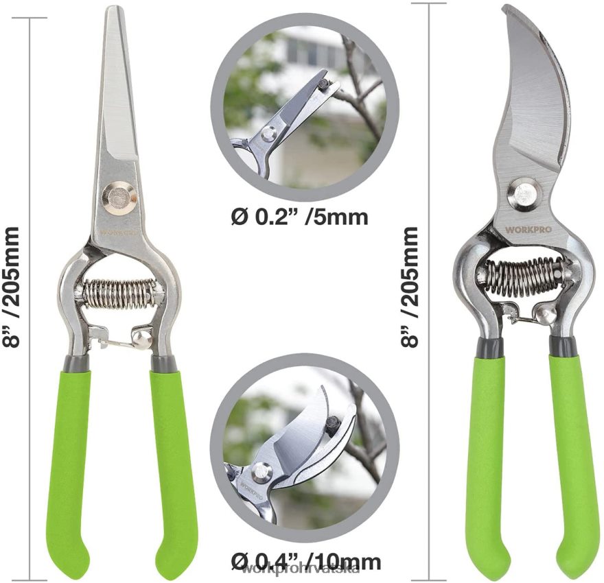Set škara za rezidbu od 2 komada s ravnom čeličnom oštricom 404RPX271 koristan WORKPRO alat